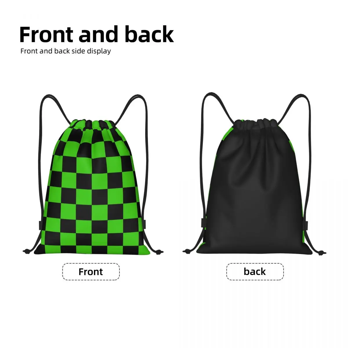 Borse con coulisse modello a scacchi uomo donna sport portatile palestra Sackpack verde nero scacchiera zaini da allenamento