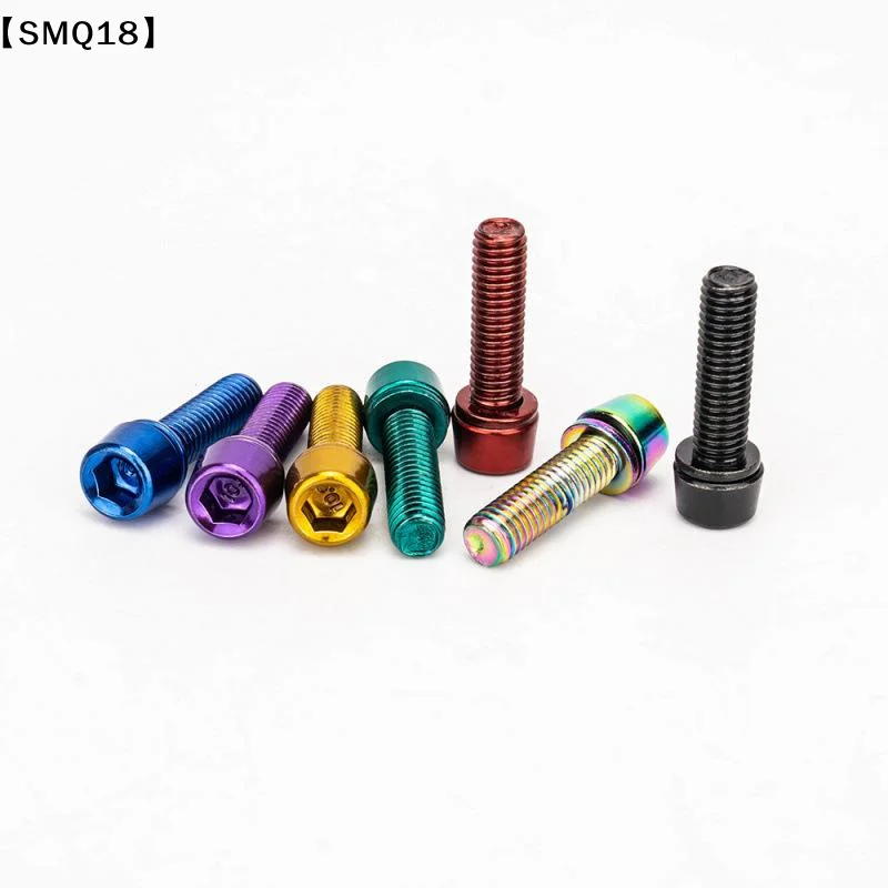 6Pcs M5x18MM Mountain Bike Stem Bolts Titanium Plated Allen Hex Head Bike Stem Screws With Washers Handlebar Bolt Plating【SMQ】
