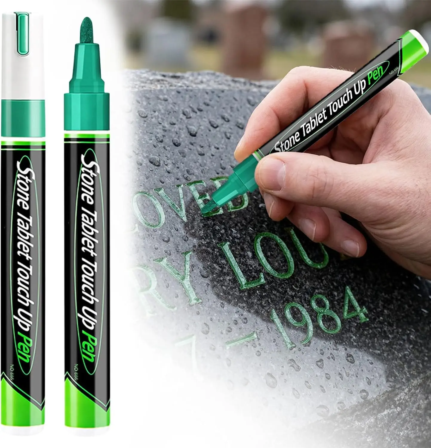 Headstone Lettering Pen Easy To Use Memorial Inscription Pen Stone Touch-Up Pen Strong Coverage For Memorial Plaques Granite