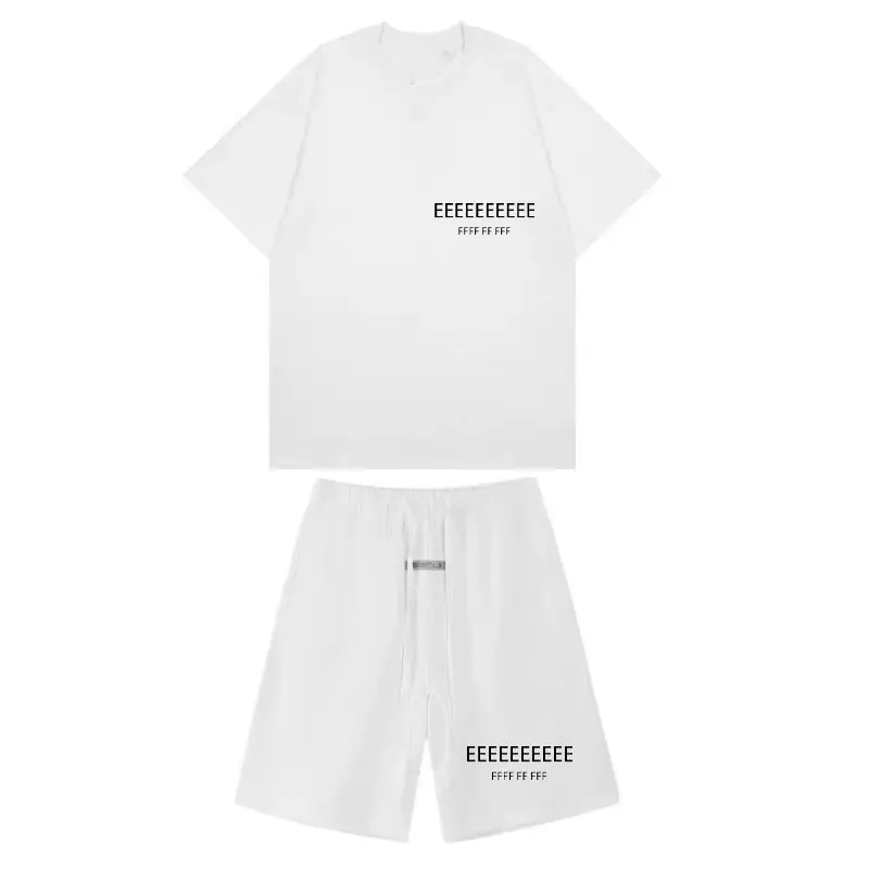 

2026Men's new summer cycling double line letter printed T-shirt and shorts set, suitable for both men and women in urban fashion