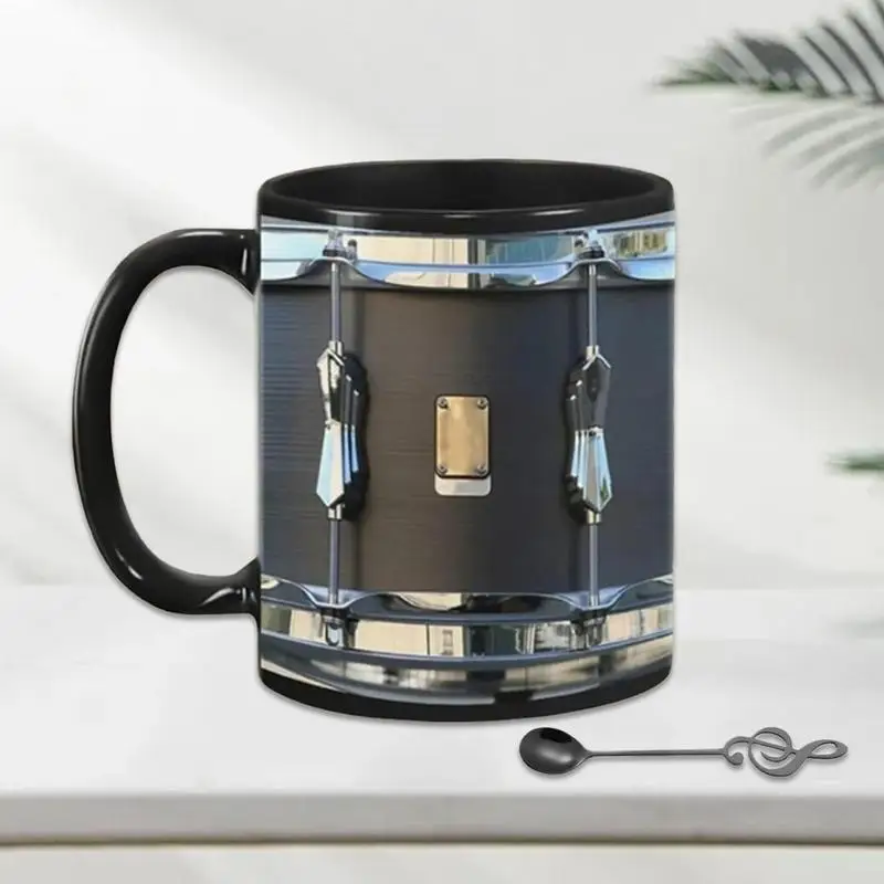 Black Vintage Drum Mugs 400ml Ceramic Drumming Coffee Cup Tea Cup Juice and Milk Drinkware Desktop Pen Holder Christmas Gifts