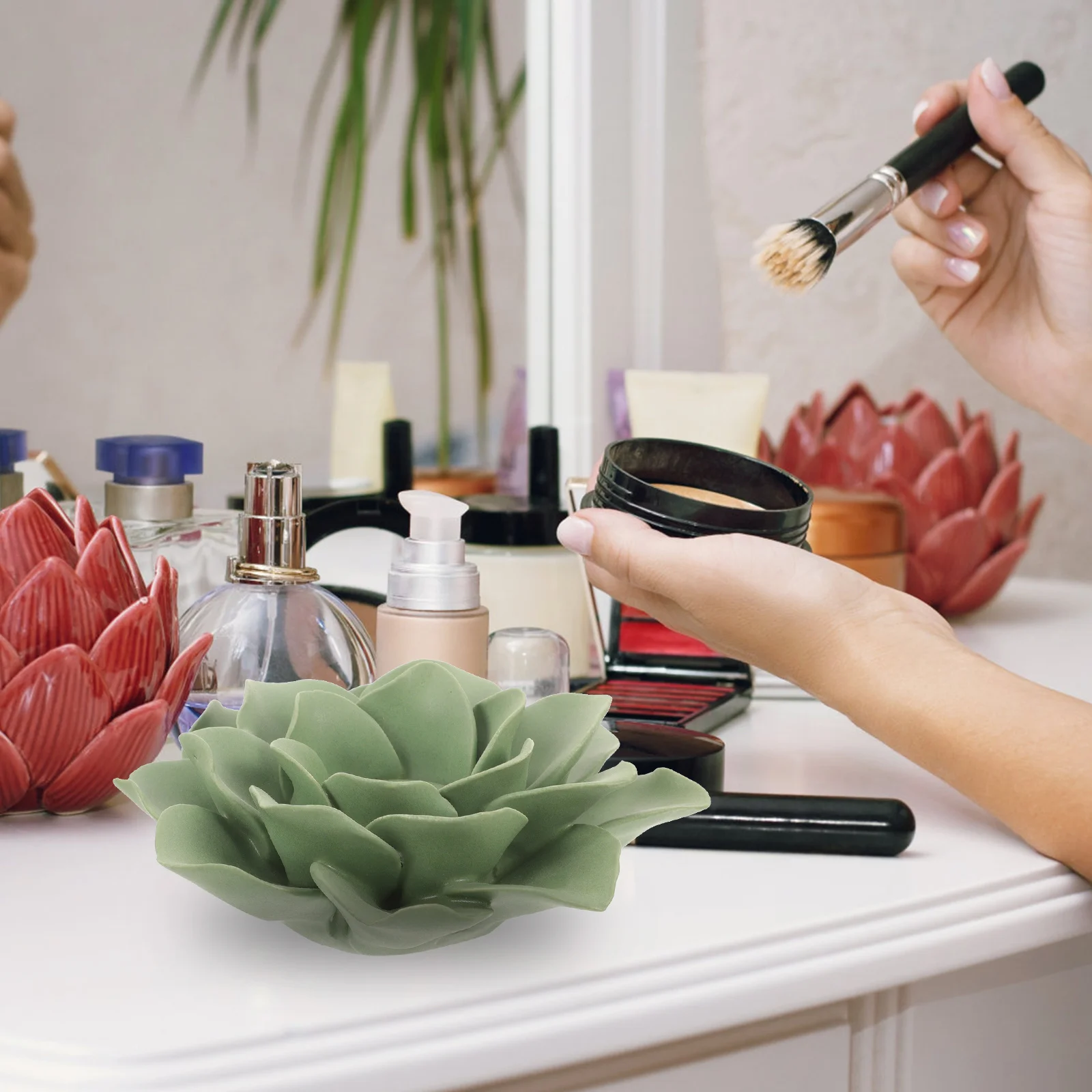 Ceramic Jewelry Tray Flower Pattern Compact Durable Ring Holder Organizer Decorative Jewelry Organizer Dish Trinket Dish