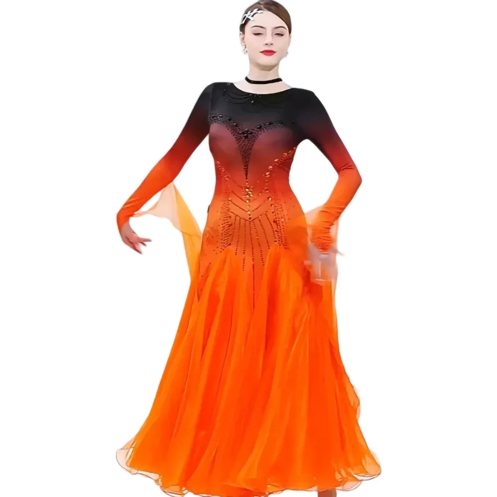 Vestido de danza moderna, baile de salón, vals, baile de salón, baile Cha, danza cuadrada, gran actuación, disfraz de competición