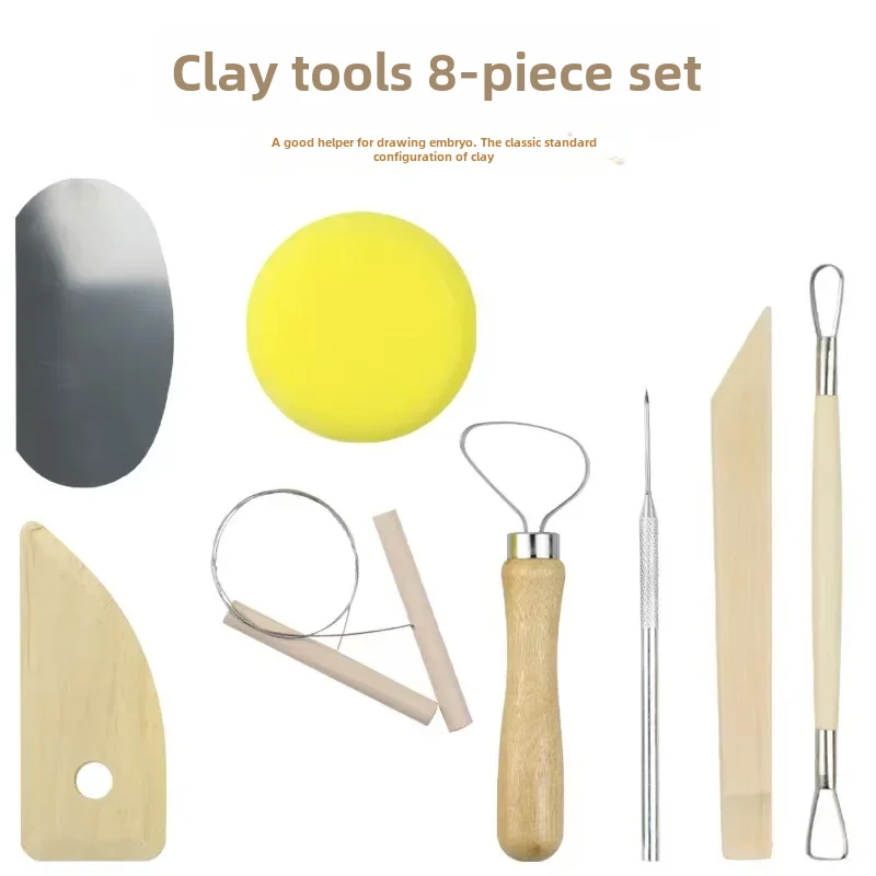 Wooden pottery tools multi-piece set clay sculpture kneading tool set 5 pieces 8 pieces 11 pieces soft clay sculpture pottery...