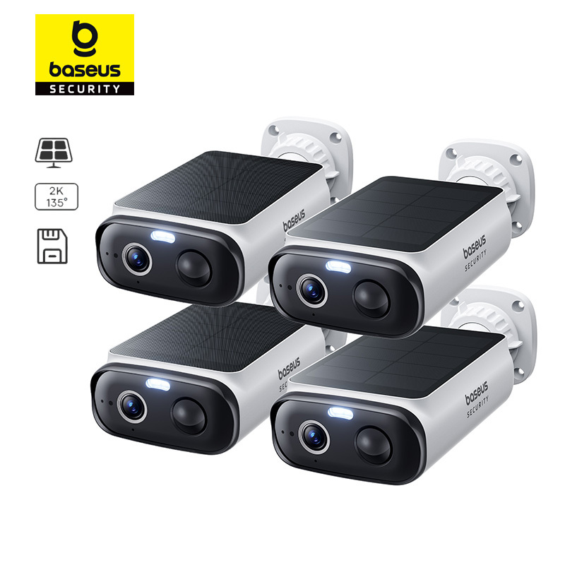  Baseus Security S1 Lite Wireless Outdoor Camera 4-Cam Solar Security Camera 2K Clarity With Power 135°FOV IP67 512GB Wifi Camera 