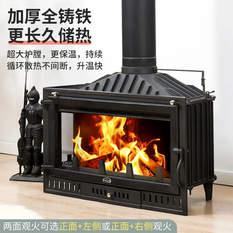 Heating cast iron furnace 90cm large embedded fireplace power 20KW