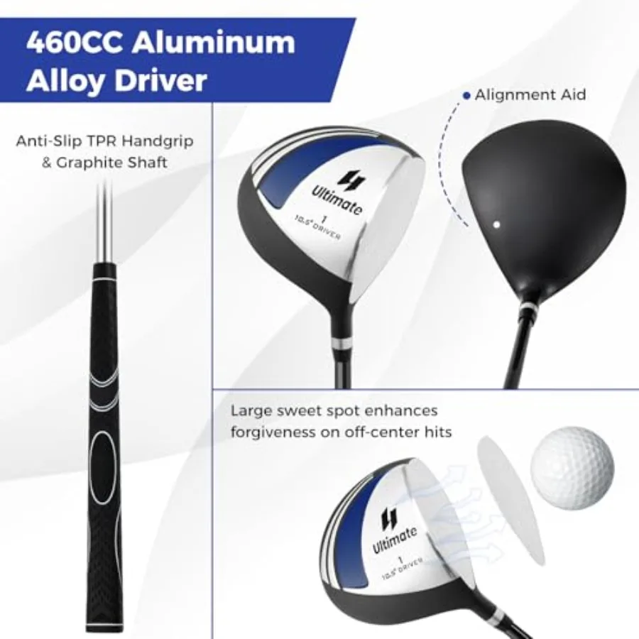 مجموعة نادي الجولف الكاملة للرجال 12 14 قطعة مجموعة نوادي الجولف ذات اليد اليمنى مع 1 سائق 3 الممر 4 الهجين 6 7 8 9 P رأس مضرب المكاوي