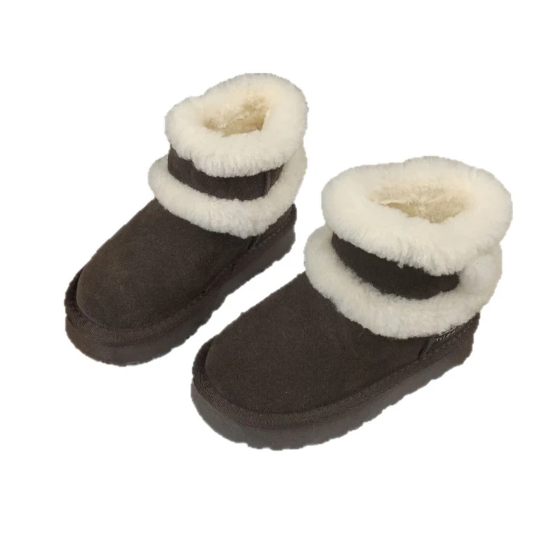 

Winter Children's Snow Boots Kids Boys Girls Thickened Warm Leather Boots Toddlers Students Fashionable Casual Cotton Boots