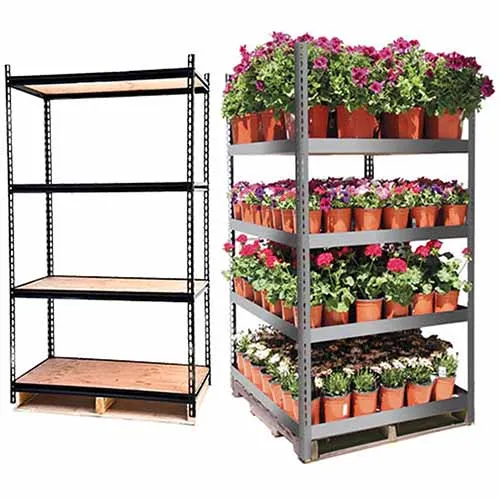 

Heavy Duty Garden Trolley Flower Transportation Plant Nurse Metal Shelve Rack with Wheels