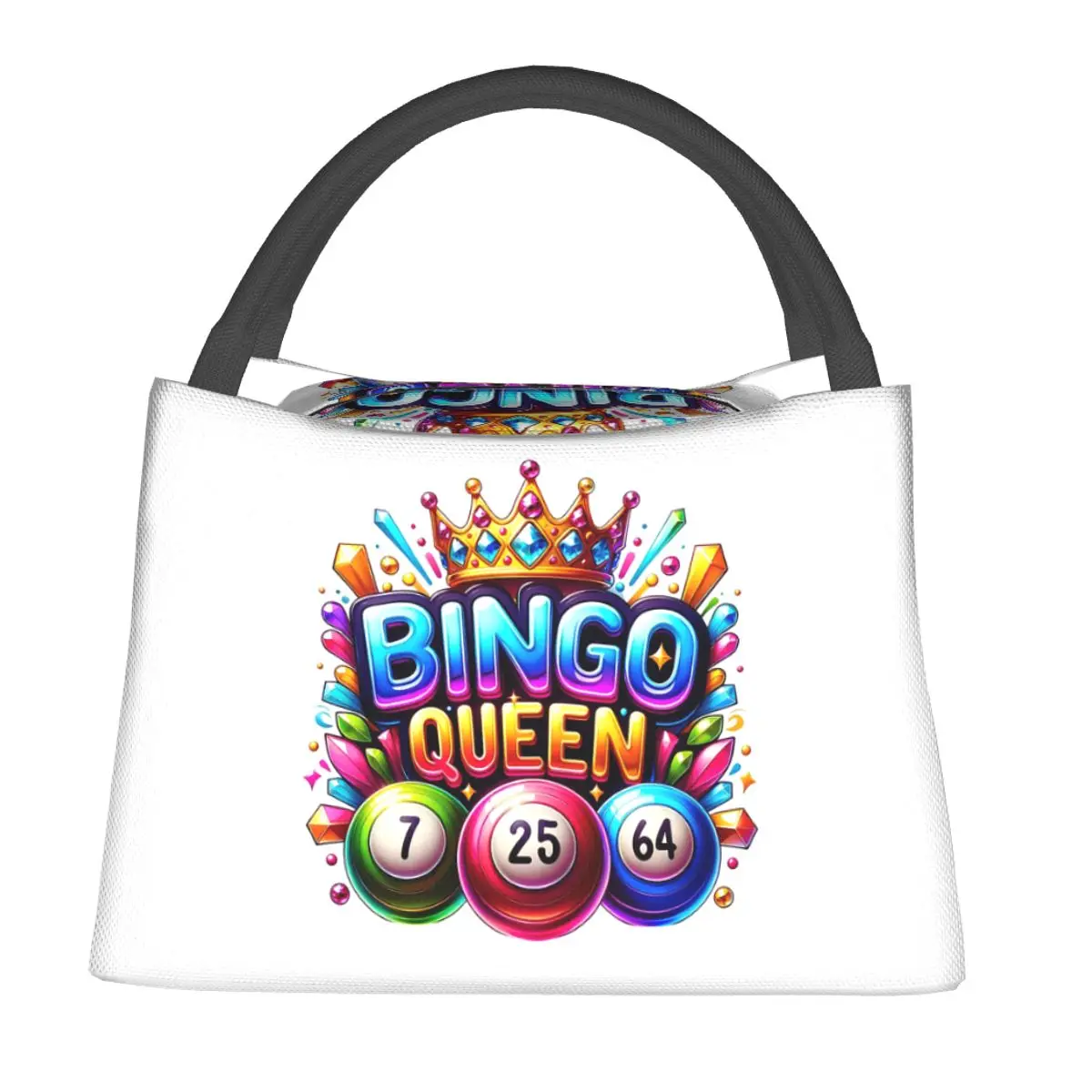 

Bingo Queen Best Player Of Vacation Bingo Insulated Lunch Bag for Women Kids Portable Food Boxes Thermal Lunch Box Tote