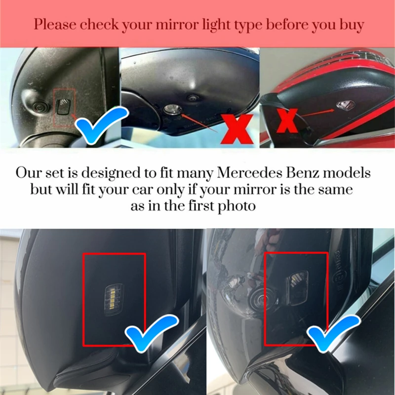 HD2pcs For Mercedes Benz W222 W205 W213 C Class E Class GLC W253 AMG GT LED Rearview Mirror Welcome Shadow Light Projector Light