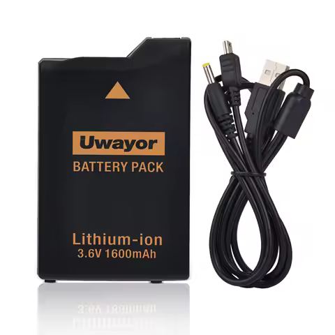 UWayor PSP 3000/2000 Battery 1600mAh with PSP Charger Cable for PSP3000/PSP2000, PSP-3001, PSP-3000, PSP-3002, PSP-S110 Console