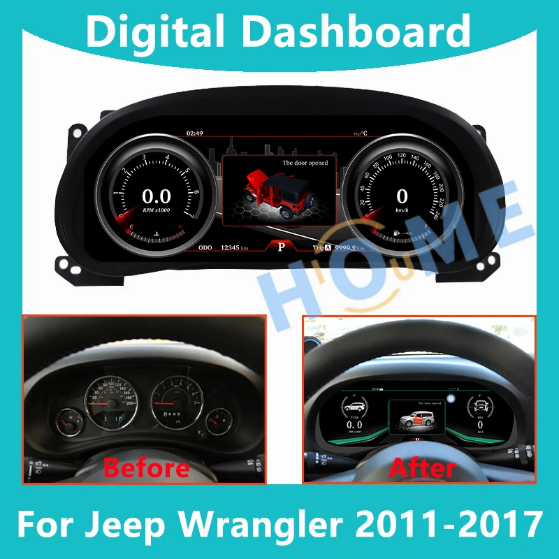 

Digital Dashboard Panel Virtual Instrument Cluster CockPit LCD Screen Speedometer For Jeep Wrangler 2011-2017