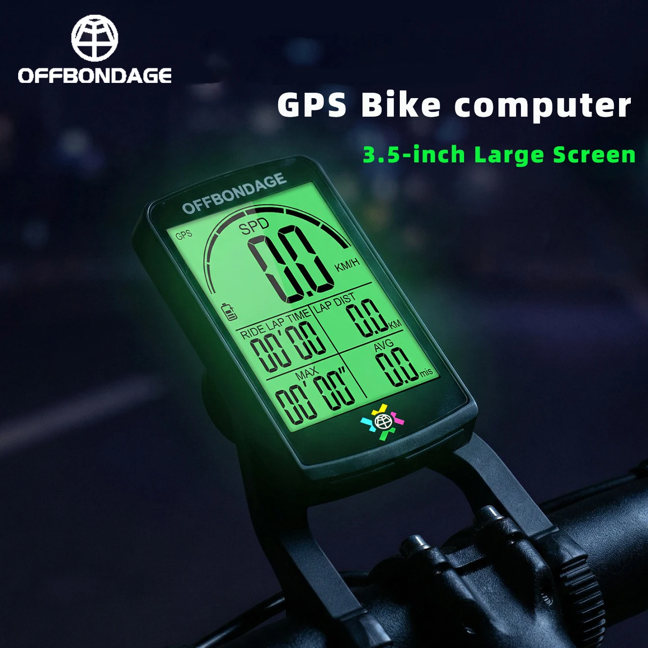 

OFFBONDAGE GPS Bicycle Computer Cycling Speedometer 3.5 Screen Bike Odometer Wireless MTB Road Bike Computer with Bracket