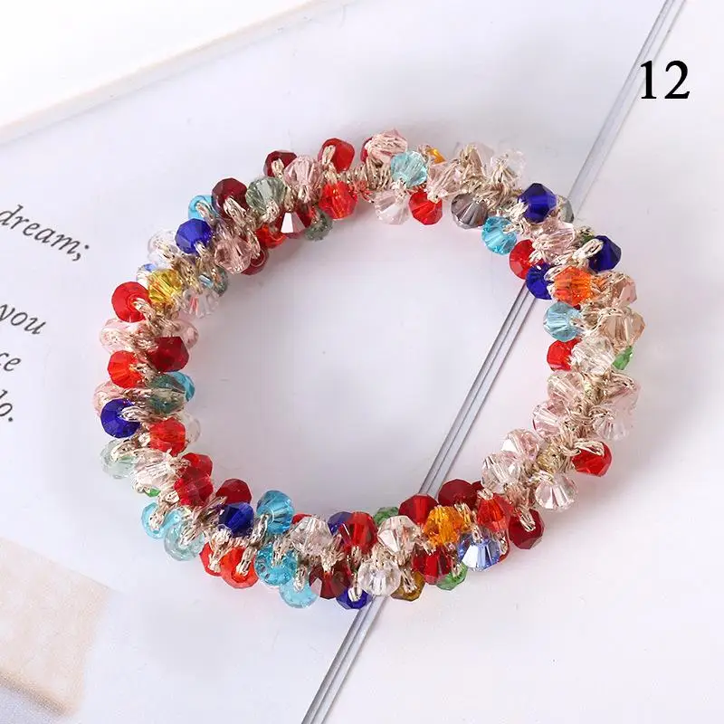 1pc Women Crystal Pearls Hair Rope Handmade Elastic Beaded Ponytail Holders Hair Ties For Women And Girls Hair Accessories