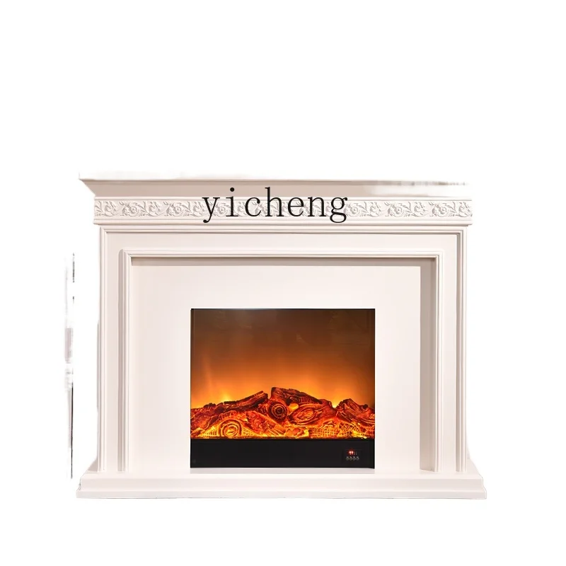 ZK Living Room Fireplace American Simple Solid Wood Cream White Wind Decoration Domestic Simulation Fireplace Heating Core