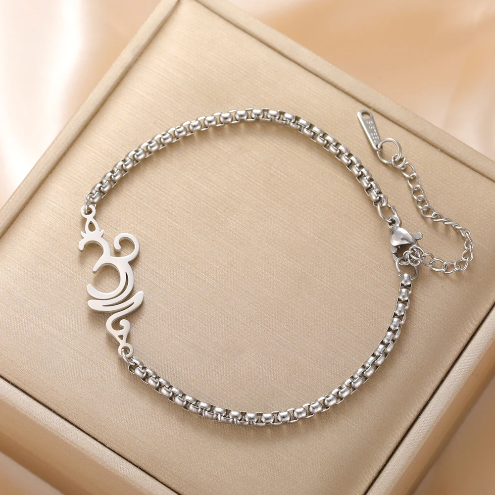 Dawapara Breathe Symbol Bracelet Ohm OM Unalome Symbol Charm Bracelet Stainless Steel Yoga Inspirational Supernatural Jewelry view 2