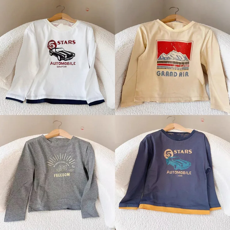 

In Stock 2025 BP Spring Summer Print Girls T-shirt Kids Boys Top Cotton Long Sleeve Baby Boy Clothes Kids Clothes Boys