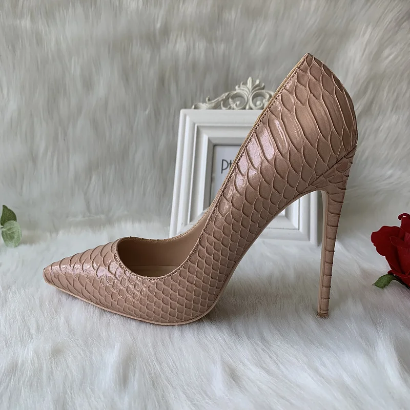 

Женские туфли на ультратонком каблуке со змеиным узором, телесный цвет, лакированная кожа, сексуальные туфли на высоком каблуке с ротовой дупой, модные одинарные...