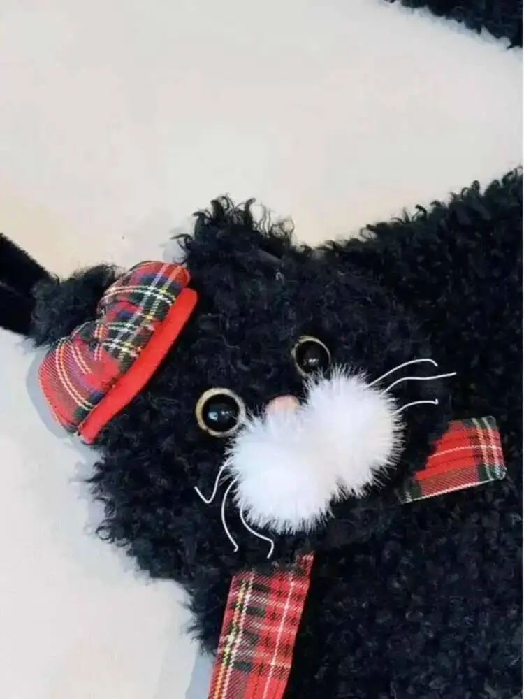 Urocza, kawaii torba na ramię z futerkiem w kształcie kota, idealna jako plecak szkolny, torba na co dzień dla ucznia, nastolatka, prezent B1977 Hit