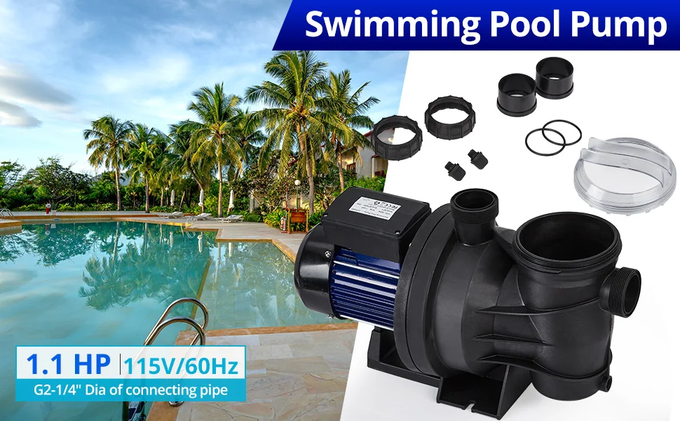 

1.1HP Above Ground Single Speed Pool Pump High Powerful Self Primming Swimming Pool Pumps With Filter Basket Low Noise