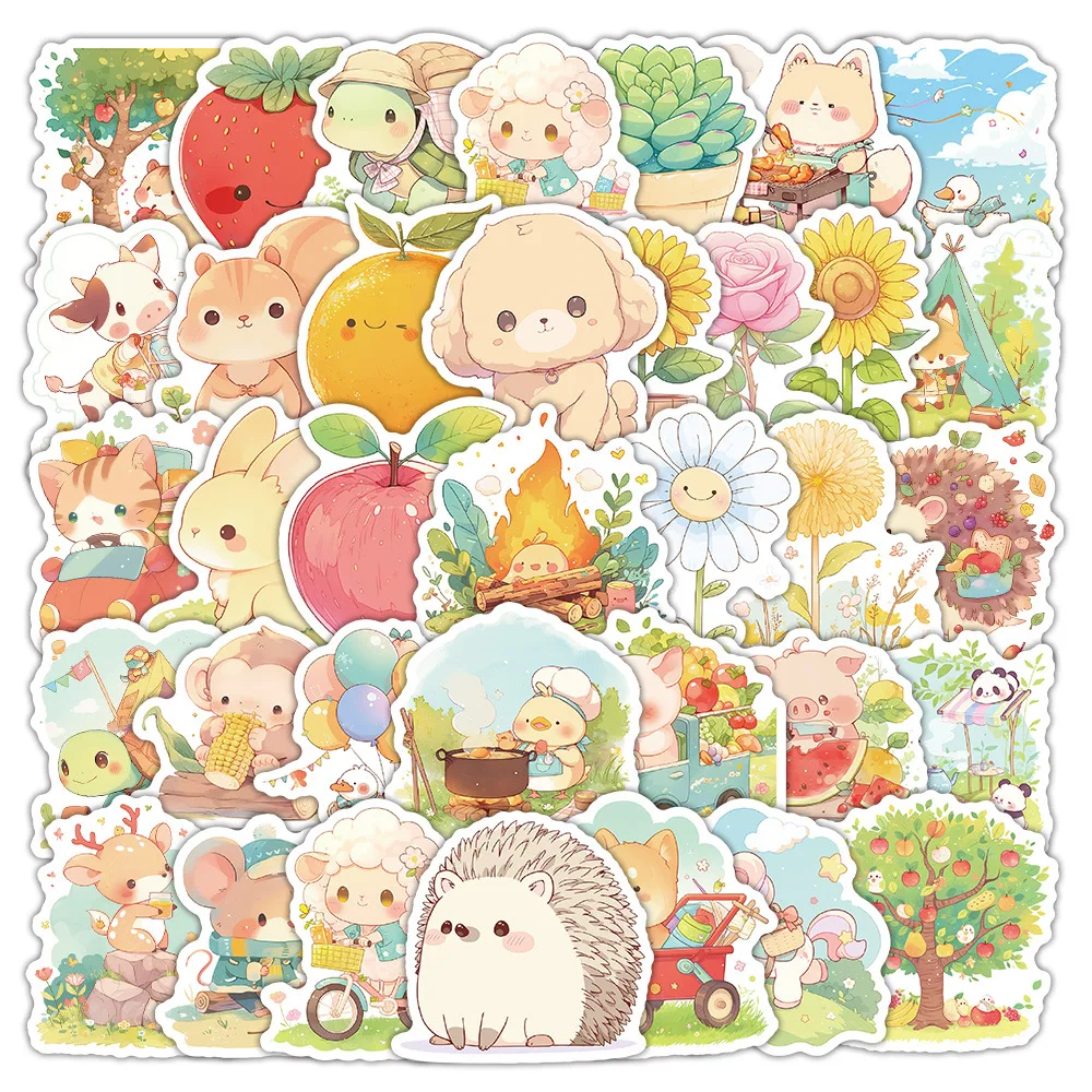 

10/63PCS Kawaii Animals Outing Graffiti Stickers Cute Puppy Sample Graffiti Decal Children Toys Gift DIY Guitar Water Cup Bike