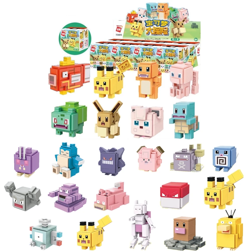 Pokemon Quest 8 styles Building Blocks Set Pikachu Mewtwo Jigglypuff Charmander Eevee Squirtle Bulbasaur Anime Toy Figures Gift