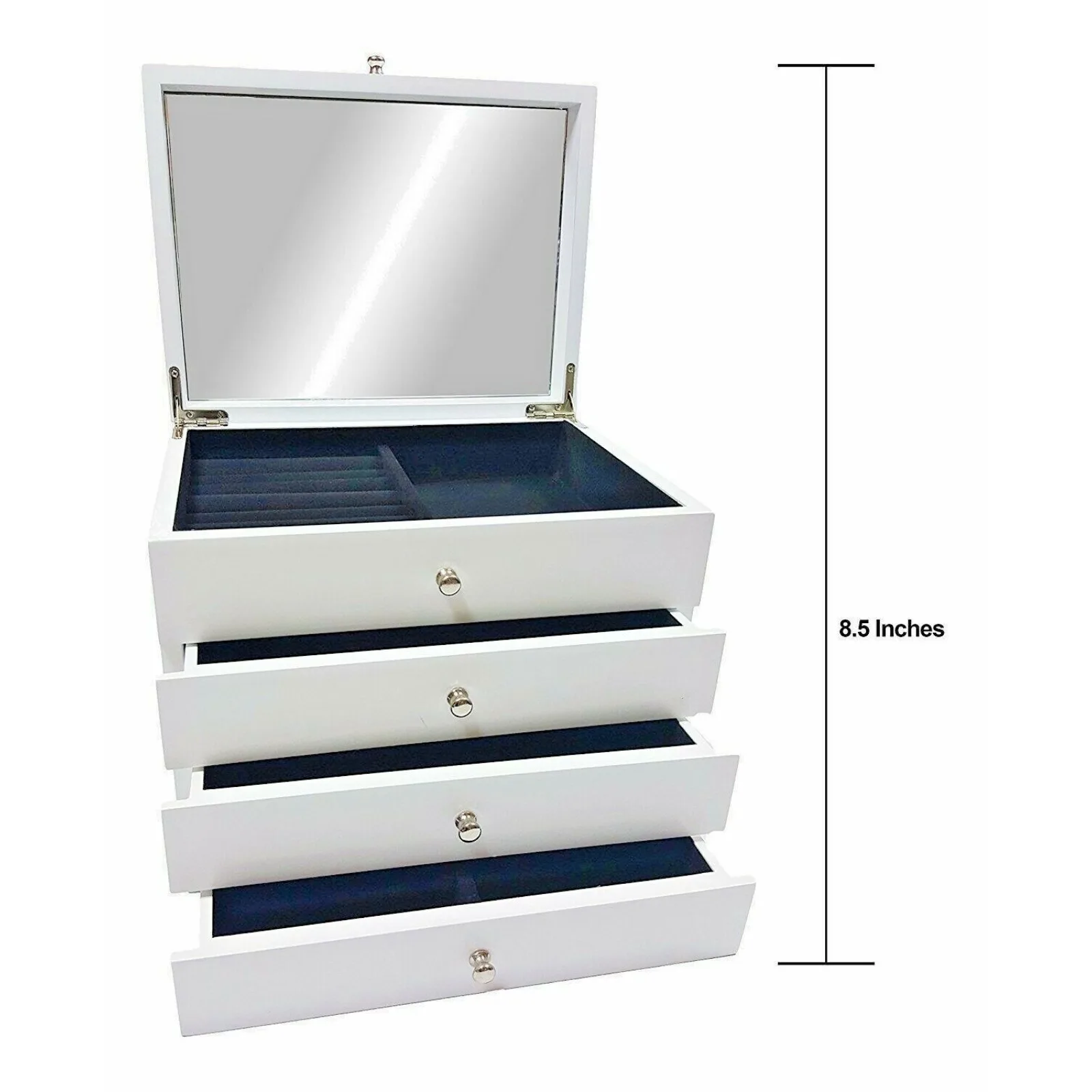 US Women Jewelry Box With 4 Drawers White