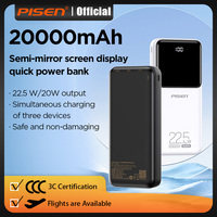 PISEN Quick 22.5W 20000mAh Power Bank - Triple Port Fast Charger with Safety Protection & LED Display for iPhone Samsung Huawei