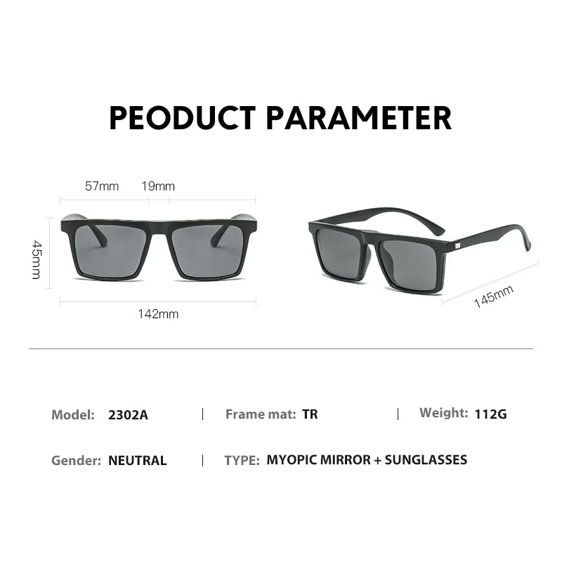 VCKA Reading Prescription Glasses Men Retro Optical Square Eyeglasses Women Polarized Magnet Clip on Sunglasses  +1.0~+4.0