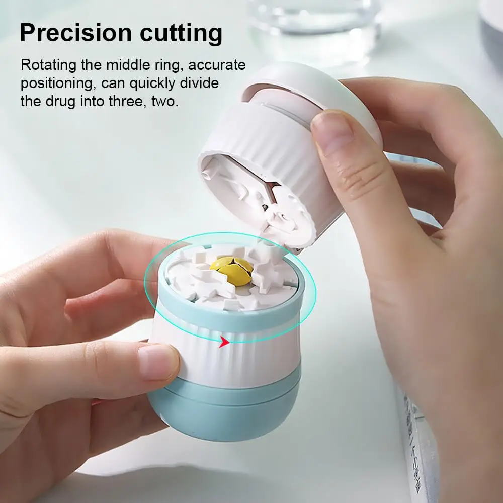 4-in-1 Portable Pill Box Big Tablet Cutter Multifunctional Pill Crusher Waterproof Tablet Grinder Pill Breaker Slicer