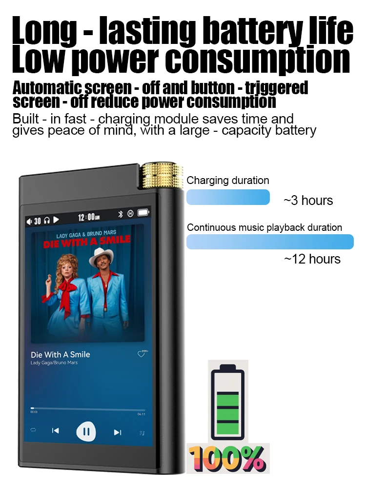 256G PF35 HiFi Bluetooth MP3 Player - ESS9018*2 DAC, DSD256, Lossless Music, EQ Adjustable, Hi-Res Audio Support,up to 512g