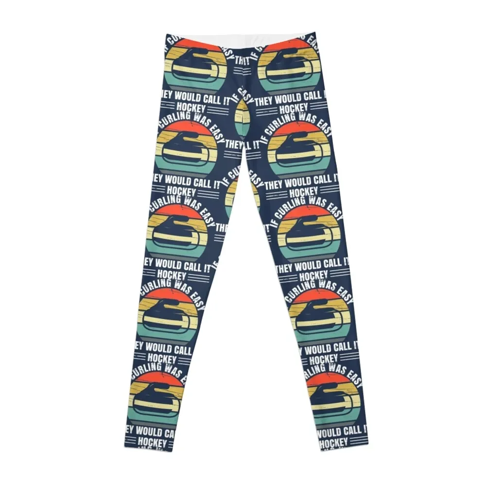 

If Curling Was Easy They Would Call It Hockey Leggings Training pants harem pants gym pants Womens Leggings