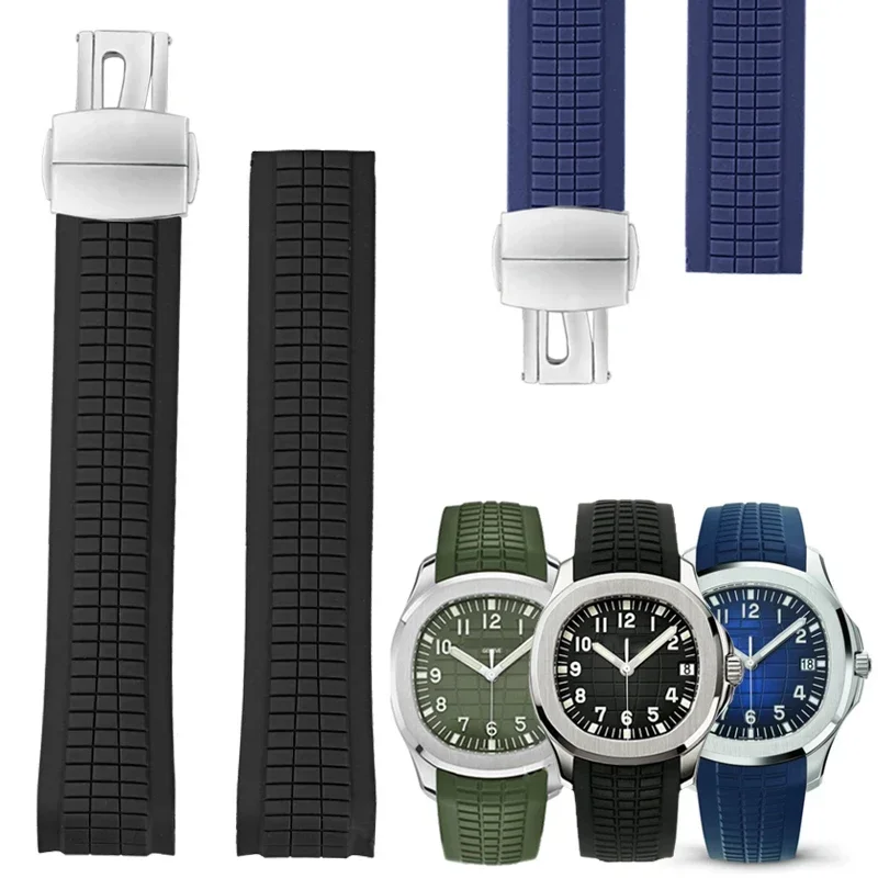21mm Colorful Silicone Rubber Watchband For Patek Watch Strap for Aquanaut Philippe Series 5164a 5167a Butterfly Buckle Men