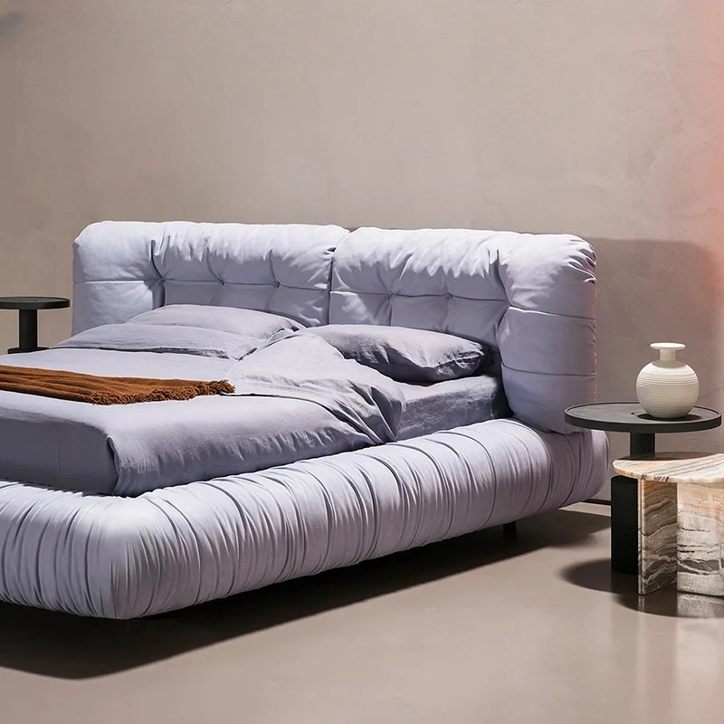Italian matte fabric bed Internet celebrity cloud bed master bedroom 1.8m down