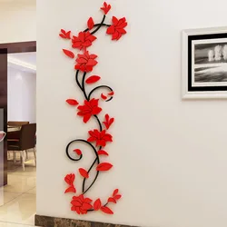 DIY Mirror Flower Wallpaper Acrylic Art Wall Stickers Living Room Decoration Home TV Background Wall Decorative Mural
