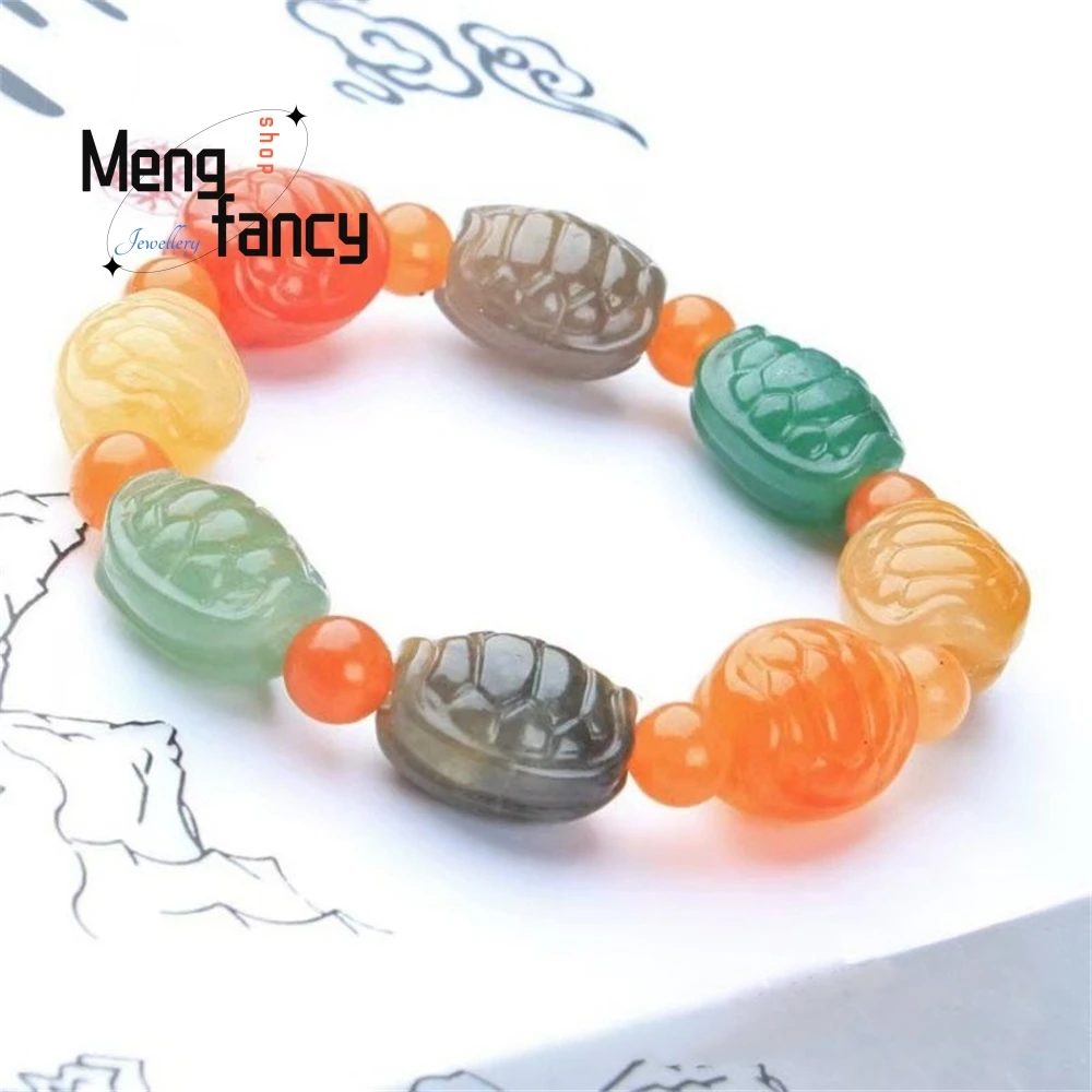 

Natural Golden Silk Jade Candy-colored Multicolored Pumpkin Bead Buddha's Head Lotus pod Bracelet Couple Popular Fashion Jewelry