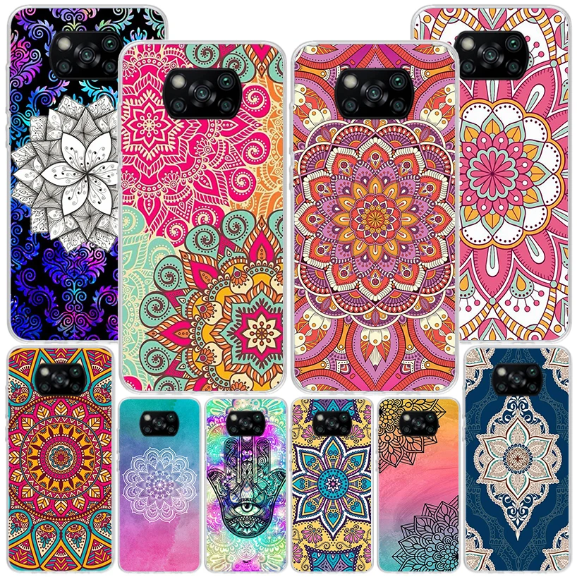 Totem Mandala Colorful Flower Phone Case For Xiaomi Poco X6 X5 X4 X3 Nfc F6 F5 Pro F4 Gt F3 F2 F1 M5S M4 M3 Personalized Print C