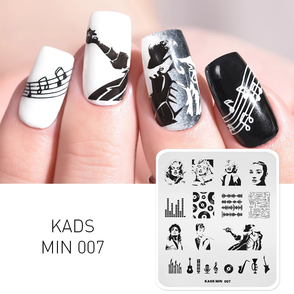 

KADS 8cm*7cm Nail Stamping Plates Stainless Steel Nail Art Image Design Plate Stamp Template Stencil Tools Fashion Theme