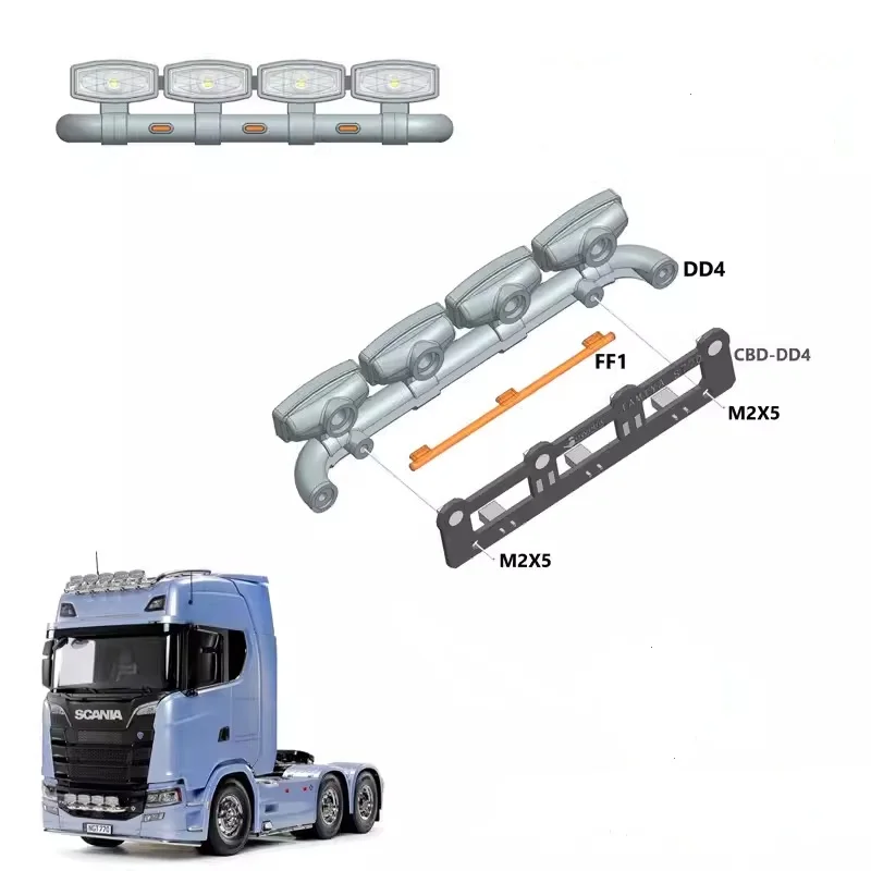 LED Roof Spotlight PCB Light Board for 1:14 Scale Tamiya RC Truck Tipper SCANIA 6x4 770S 56368 LESU DIY