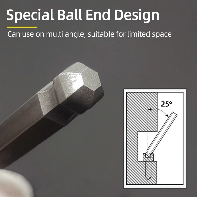 Ball End Hex Screwdriver Bits Set Allen Wrench Screw Driver Drill Bit 1/4Inch Shank Magnetic S2 Steel 65/100mm Hand Repair Tools