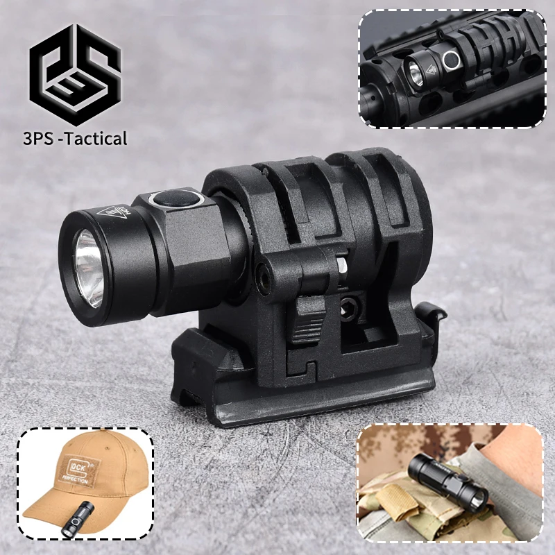 WADSN Tactical Helmet Light FAST Helmet Flashlight Mini Strobe Scout Light Zoom Survival Safety Lamp Fit Airsoft Picatinny Rail