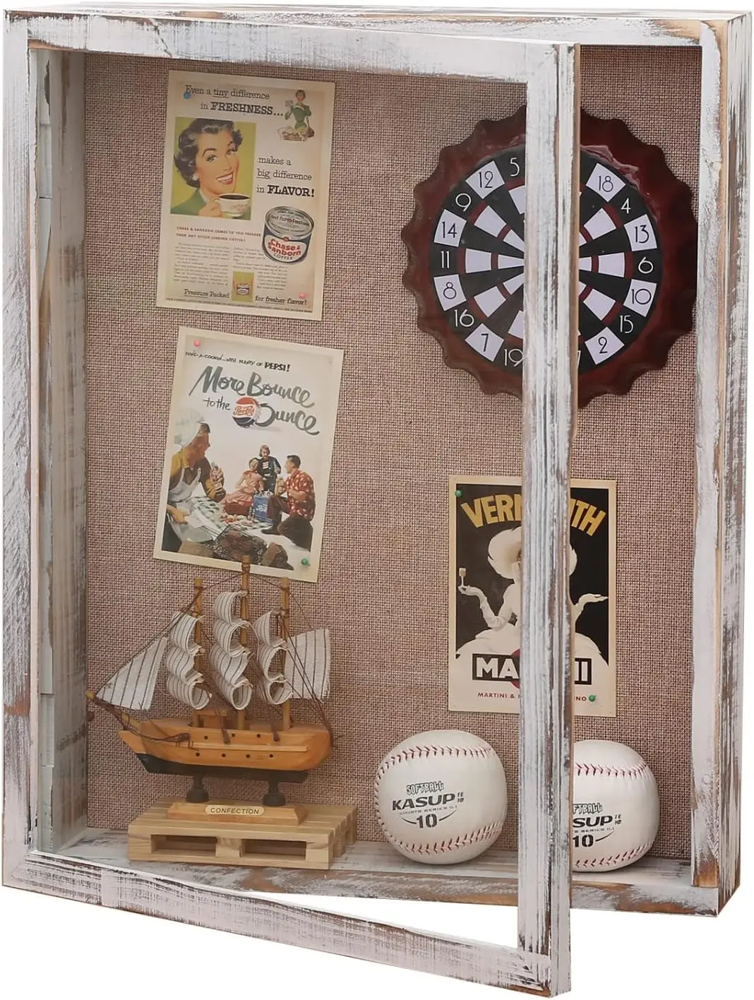 16x20 Extra Large 4-Inch Deep Wood Shadow Box Frame, Distressed White | Solid Wood; 16x20-Inch Extra Large Display; 4-Inch Exter
