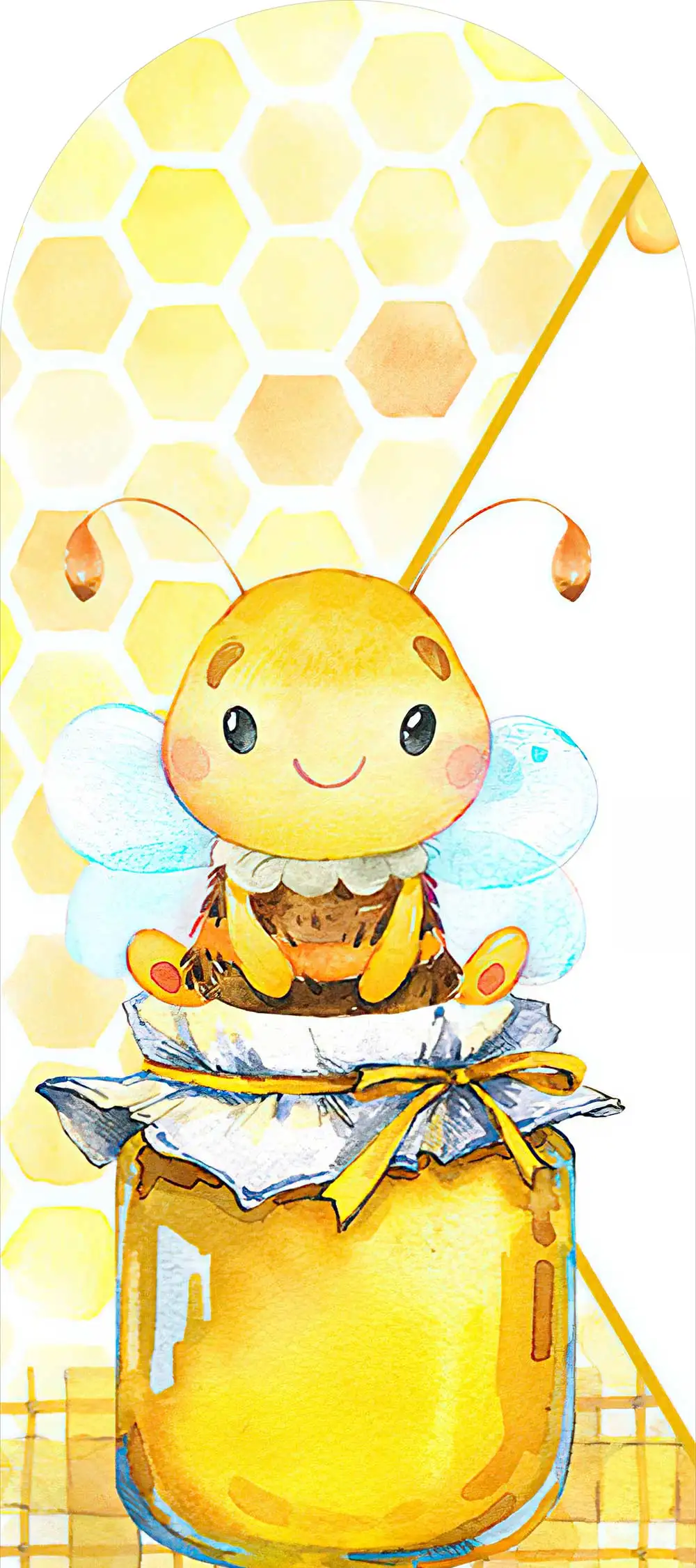 Mocsicka Little Bee Arch Cover Backdrop Soft Elastic Double-Faced Baby Birthday Arched Background Yellow Honey Party Decor Props