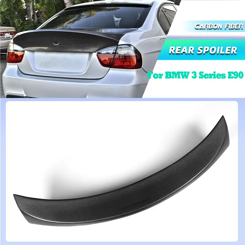 ألياف الكربون سيارة الخلفي الجذع سبويلر أجنحة لسيارات BMW 3 Series E90 M-Sport M3 4-Door 2005-2008 كبير الخلفي سبويلر التمهيد الجناح الشفاه