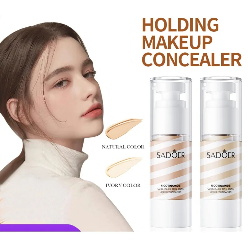 New Arrival SADOER Makeup Nicotinamide Two-Tone Liquid Foundation Concealer Cream Foundation