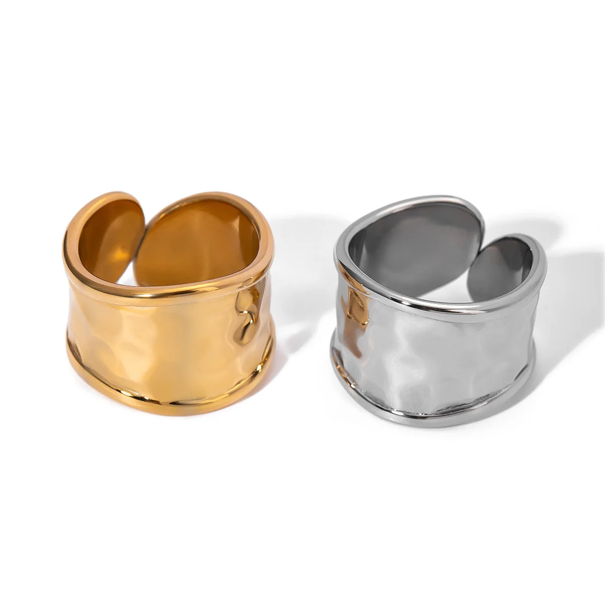 

Stainless Steel PVD 18K Gold Plated Tarnish Waterproof Wide Rings For Woman Jewelry Wholesale INS