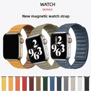 Genuine leather magnetic clock, Twill Strap, suitable for Apple S9, Iwatch 56789Se, Ultra2 Manufacturer 10 Main Sales Leather Bracelet for Watch - №4