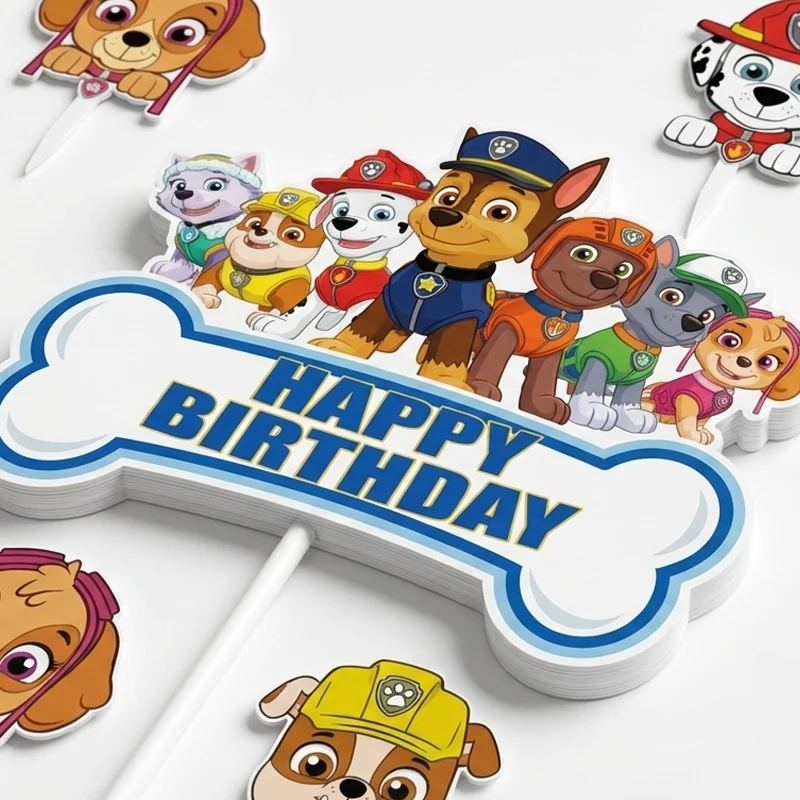 Set de Decoración para Fiesta de Cumpleaños de Paw Patrol con Adorno para Pastel de Puppy Patrol y Palillos de Frutas, Paquete de Juguetes Temáticos para Niños
