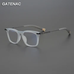 Vintage Titanium Optical Eyeglasses Frame Men Square Prescription Myopia Acetate Glasses Frame Women Luxury Brand Retro Eyewear